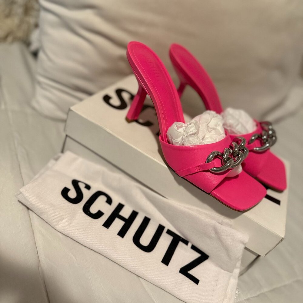 Schutz Ansley Leather Sandal - Pink - Size 8